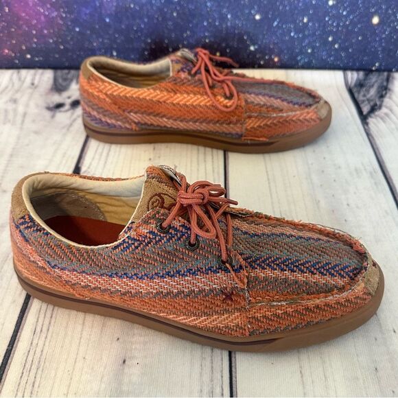 Twisted X Womens 9.5 Hooey Loper Shoe Moc Toe WHYC002 Southwestern Aztec Chevron - Picture 5 of 8